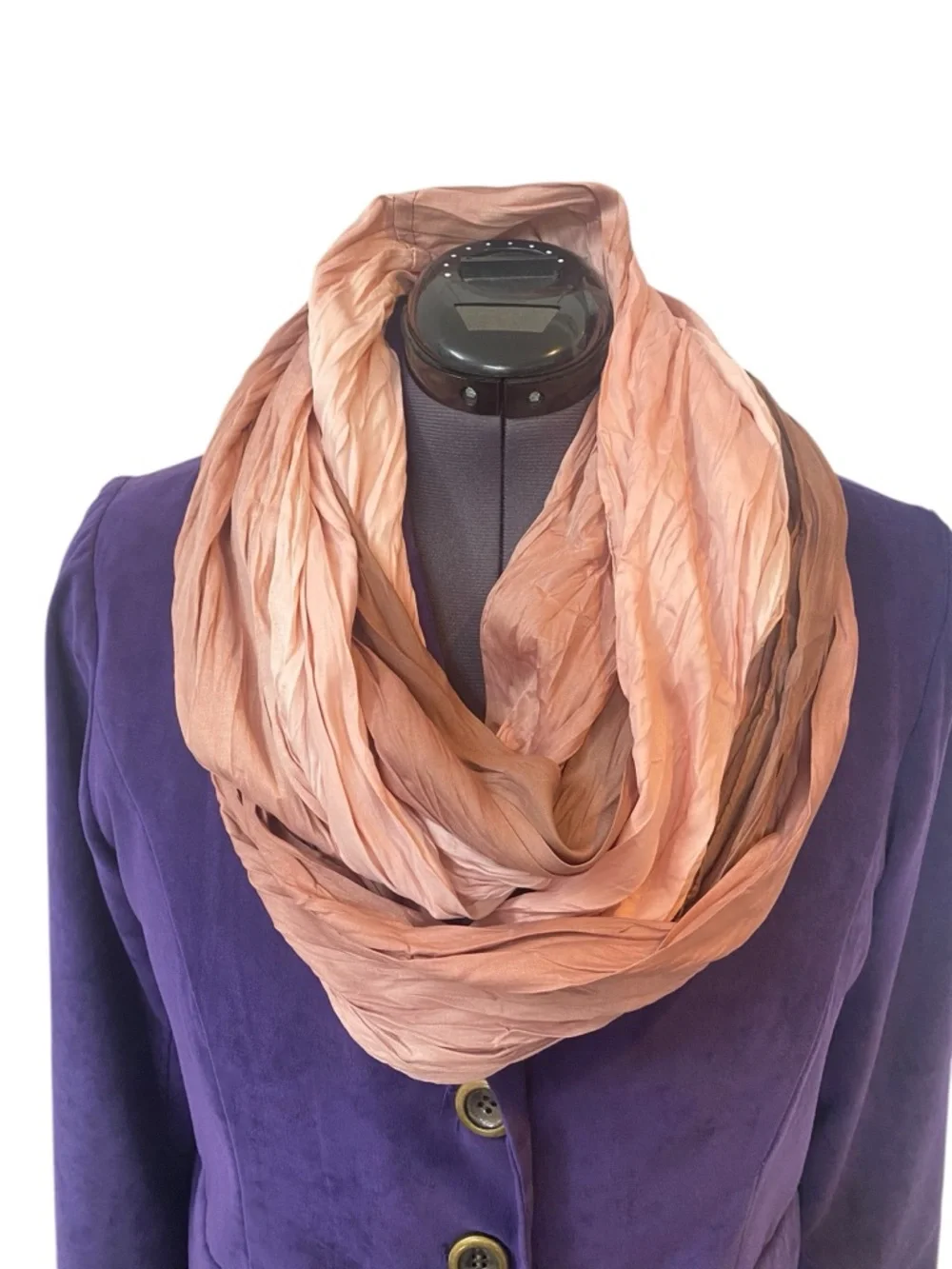 Apt. 9 Women's Pink /salmon/ Rose/Light Brown Ombre Crinkled Infinity Scarf